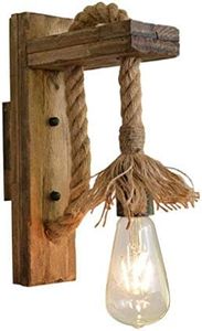 EmyTock Wood Retro Industry Lampada da parete in legno con lampadina a vite E27 60W