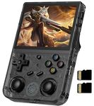 RG353V Handheld Game Console, Dual OS Android 11 and Linux System Support 5G WIFI 4.2 Bluetooth Moonlight Streaming HDMI Output Built-in 64G SD Card 4452 Games (Transparent Black)