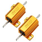 sourcingmap 25W 1 Ohm 5% Aluminum Housing Resistor Screw Tap Chassis Mounting Aluminum Case Wirewound Resistor Load Resistors Gold Tone 2 pcs
