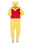 NEWCOSPLAY Unisex Adult Sherpa Onesie Pajamas Animal One Piece Costume Cosplay Sleepwear (Sherpa-Yellow Bear, Large)