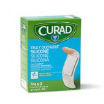 CURAD Truly Ouchless Silicone Adhesive Bandages, Fabric Bandages, for Delicate Sensitive Skin, 3/4"X3" (50 Count)