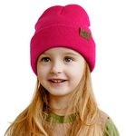 Toddler Kids Winter Beanie Hat, Soft Warm Knitted Toque for Baby Boys Girls (Hot Pink)