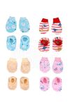 MOM'S DARLING Cotton mittens and booties for new born baby (0-6 months)- Pack of 4 pairs | Cotton Gloves with gentle elastic wristbands & booties for baby 0 to 6 months| New born baby products.