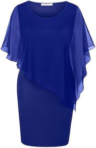 SeSe Code Dresses for Weddings as a Guest, 2025 Summer Mesh Cape Overlay Bodycon Knee Length Party Cocktail Formal Pencil Dress Wine Blue 2XL