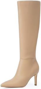 Easyfox Knee High Boots Women Pointed Toe Tall Boots Stiletto High Heels Long Boots Side Zipper Size 8