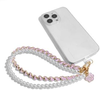 AGEN KGEN Phone Charm Anti Lost Phone Wrist Strap Pearl Beaded Phone Chain Double Chains Hand Wrist Phone Straps for Keychain Phone Wallet Camera