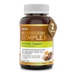 Herba Mushroom Complex with Lions Mane Supplement – 7 Mushroom Blend with Reishi, Chaga, Cordyceps, Turkey Tail, Maitake, Shiitake, and Lion’s Mane | Immune Support Supplement | 120 Vegetable Capsules | Made in Canada