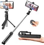 Wireless Selfie Stick, Adjustable Selfie Stick with Tripod Stand and Detachable Wireless Remote, Support Video Record, Extendable Monopod for iPhone 15/14/13 Pro Max, Galaxy, All Other Smart Phone