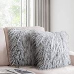 Dricar Faux Fur Cushion Covers, 2Pcs Plush Throw Pillow Case Cushion Cover, Decorative Cushion Covers for Home Bed Sofa 18 x 18in (Grey)