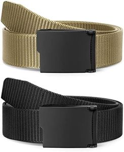 JASGOOD Nylon Military Tactical Belts for Men Ski Pants Belts for Men Hiking Belts with Plastic Buckle,Fits Pant up to 45 Inch,B-Black+Green Khaki