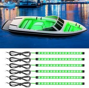 DUOFU365 Green Led Strip Lights, Marine Boat Led Navigation Lights 30CM 15 SMD IP67 Waterproof Auto Interior Lights for Home Decoration Car Motorcycles Boat Golf Cart Truck with 3M Tape(6PCS)