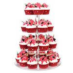 YestBuy 4 Tier Cupcake Stand, Acrylic Cupcake Tower Stand, Premium Cupcake Holder, Clear Cupcake Display Tree Tower Stand For 38 cupcakes, Display for Pastry Wedding Birthday Party