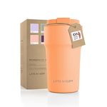 LARS NYSØM Thermo Coffee Mug-to-go 17oz | BPA-Free Travel Mug 0.5 Liter with Insulation | Leak Proof Stainless Steel Thermal Mug for Coffee and Tea on The Go | Tea Mug (Pumpkin Orange, 500ml)