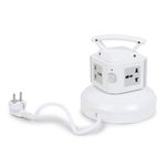 Ezobuy Power Strip Tower Extension Board with Universal Sockets, Retractable 2 Metre Cord, Charging Station for Office, Home, Kitchen, Multi Socket, White