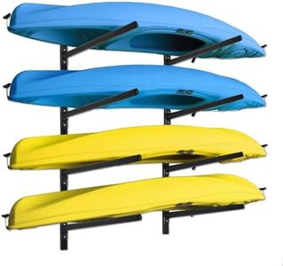 LINGVUM Kayak Storage Rack, Adjustable Wall Mount for Kayak, Canoe, Paddle Board, Heavy-Duty Kayak Wall Rack for Indoor and Outdoor, 4-Tiered