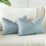 JOTOM Set of 2 Velvet Soft Solid Cushion Covers 30x50 cm Decorative Throw Pillow Covers Soft Lumbar Cushion Case Couch Home Decor Throw Pillow Cases for Sofa Bedroom 12x20 Inch (Light Blue)