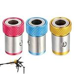 Bestgle 3pcs Removable Screwdriver Bits Magnetic Ring Screw Catcher Holder Metal Strong Magnetizer for 1/4 Inch Hex Shank Double End Screwdriver Bits