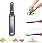 Dreamfarm Ozest Fine | Easy Speed Self-Cleaning POP Citrus Cheese Zester | Blade Cover Measures Zest | Concave Blades & Non-Slip Foot Increased Leverage Fast & Fluffy Zest Every Time | Green/Black