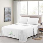 4 PCs Bed Sheet Set - 100% Egyptian Cotton - 600 Thread Count - 16 Inch Deep Pocket of Fitted Sheet - White Solid, Twin-XL Size