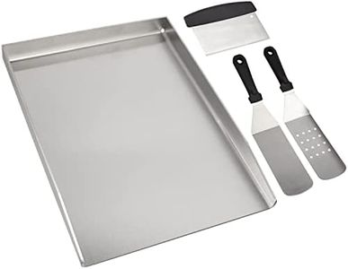 WELL GRILL 49 x 32.5 cm Plancha BBQ Grill Plate with Grill Spatula Scraper Set for Weber Genesis & Summit and Most Gas Grills, Solid Stainless Steel Universal