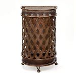 Dualplex Umbrella Stand, Umbrella Holder, Antique Look Metal Entry Hallway Décor, Wallside Style w/Removable Drip Tray. Rack Holds Umbrellas Canes Walking Stick