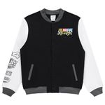 NASCAR Mens Varsity Bomber Jacket - Mens Classic Authentic Varsity Bomber Jacket, Black White, Small