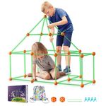 VEVOR Fort Building Kit for Kids, 85PCS Glow in The Dark STEM Building Toys, Educational Gift for 4 5 6 7 8+ Year Old Boys & Girls, Indoor Outdoor Kids Fort Building Kit with 55 Rods and 30 Balls