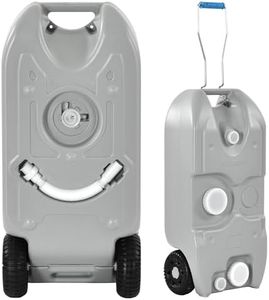 YITAMOTOR 40L Portable Water Tank with Solid Handle, Odorless Tote for Camper with Large Wheels, Portable Water Holding Tank with Filling and Draining Ports for Efficient Water Management, Gray