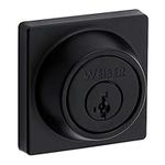 Weiser Elements Matte Black Square Deadbolt Lock, ANSI/BHMA Grade 3 Certified Front Door Lock, Kick Proof, Bump Proof & Anti-theft Exterior Door Lock with Key, Traditional Door Locks for Entry Door