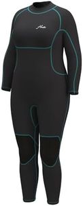 Hevto Women Wetsuits Plus Size 3/2mm Neoprene Wet Suit Swimming Keep Warm in Cold Water (WP01-Black, 28)