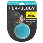 Playology Squeaky Chew Ball for Dogs - Engaging All Natural Peanut Butter Scented Dog Toy for Medium Dogs (15-35lbs) - Squeak, Bounce, Fetch, and Play!