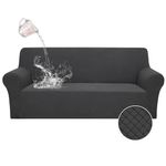 ALIECOM 100% Waterproof Couch Cover for Dogs Stretch Jacquard Fabric Sofa Covers 3 Seater Universal Non Slip Sofa Slipcover Oversized 3 Seat Pet Furniture Covers Protector (XX-Large, Dark Gray)