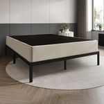 HOME DESIGN Warren 8" Metal Box Spring, Warm Gray/Black, Easy Assemble (Queen)