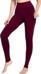 Women's Fleece Lined Leggings Warm Winter Yoga Leggings Fur Thermal High Waisted Pants (XXL, Maroon)