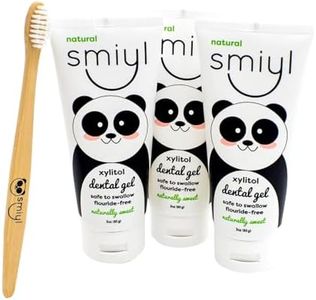 Smiyl Xylitol Dental Gel for Babies and Toddlers (Toothbrush Included), All-Natural Fluoride-Free Toothpaste, No Artificial Flavors, Helps Pacifier Acceptance, Great for Teething Babies 3 oz, 3 Tubes