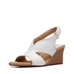 Clarks Women's Kyarra Aster Wedge Sandal, White Leather, 9 Medium US