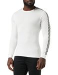 Helly Hansen Mens Lifa Stripe HH Crew Base Layer Top, L, White