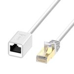 J&D Ethernet Extension Cable (1-Pack), RJ45 Cords Shielded Male to Female Cat 6 Ethernet Extender Cable Adapter Support Cat6 / Cat5e / Cat5 Standards, 0.9 Meter, White