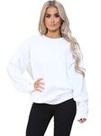 BRAND KRUZE Womens Oversized Long Sleeve Sweatshirt Ladies Soft Sweat Jumper KZLSW132 SWEAT OFF WHITE L