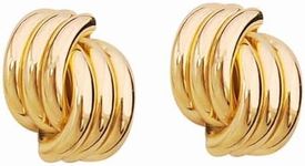 FanLeClair Women Chunky Knot Stud Trendy Dangle Statement Gold Earrings