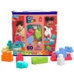 MEGA BLOKS Big Building Bag building set with 60 big and colorful building blocks, and 1 storage bag, toy gift set for ages 1 and up, DCH54