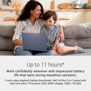 Dell 16 Plus 2-in-1 Laptop, 16GB RAM, 1TB SSD, Blue