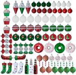 R N' D Toys Candycane Ornament Set – Christmas Candy Cane Shatterproof Balls and Hanging Ornaments for Indoor & Outdoor Christmas Xmas Tree, Holiday Party, Home Décor -82 Piece Set (Red Green & White)