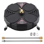 18" Pressure Washer Driveway Attachment - 4000 PSI Power Washer Surface Cleaner with 1/4" Quick-Connect, 2 Extension Wand for Cleaning Driveway, Sidewalk, Garden, Patio Surface Cleaner