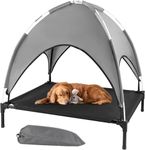 LPOTIUS Elevated Outdoor Dog Bed with Canopy, Raised Dog Cot with Shade, Waterproof Tent for Large Medium Small Dogs, Portable Cooling Pet Bed with Breathable Mesh for Camping Beach, XL