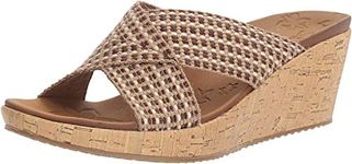 Skechers Women's Beverlee-Delighted Wedge Sandal Natural 8 Wide