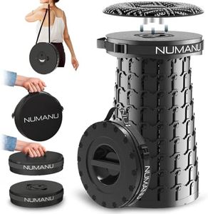 NUMANU 2024 Upgraded XXL Collapsible Stool 19.7" & Seat Cushion + Carry Bag, 1000lbs Max Weight, Heavy Duty Portable Retractable Folding Chair or Travel Footrest, Gift for Camping & Outdoors