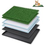 Pawcart Pee Pads for Dogs, Artificial Pet Grass | Indoor Dog Pee Pad with Pellet Drain Tray & Bottom Base | Dog Mat for Apartment, Puppy Potty Training & Waste Management (1 Extra Grass Mat)