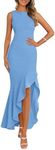 PRETTYGARDEN Women's Summer Bodycon Maxi Dress 2025 Sleeveless Ruffle Mermaid Cocktail Wedding Guest Formal Long Dresses(Light Blue,Small)