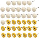 PHYHOO Polishing Buffing Wheel Set Cotton Little Buff Wheel for Rotary Drill Tool Dremel Accessories Watch Jewelry Polish Buffer Kit 3mm Mandrel 40 Pieces